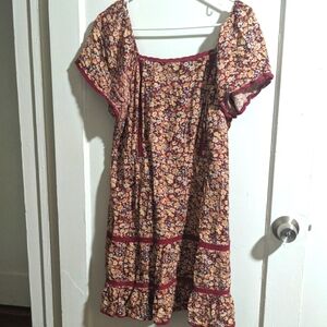 Japna Burgundy and Floral Dress Size XL